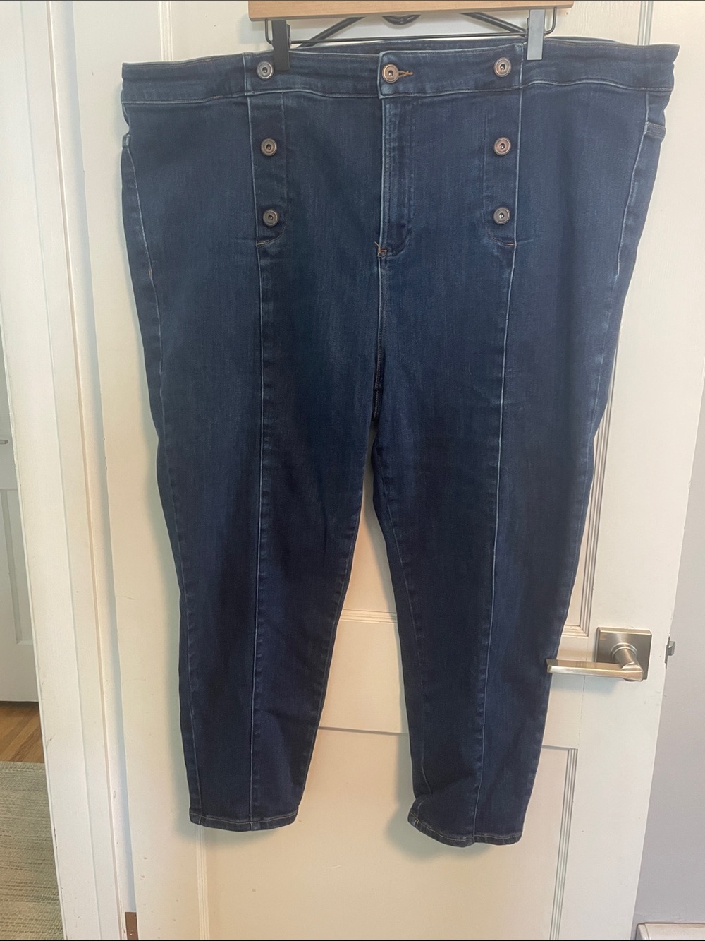 ERDEM x Universal Standard Dark Blue High-Waist Button-Front Cropped Jeans